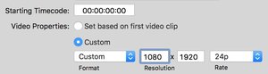 'New Project' settings in FCPX